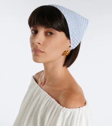 Posse Lila checked cotton head scarf | Thumbnail 4 Posse Lila checked cotton head scarf | Thumbnail 4