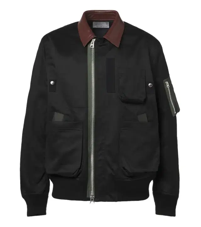 Sacai eather-trimmed cotton blouson jacket