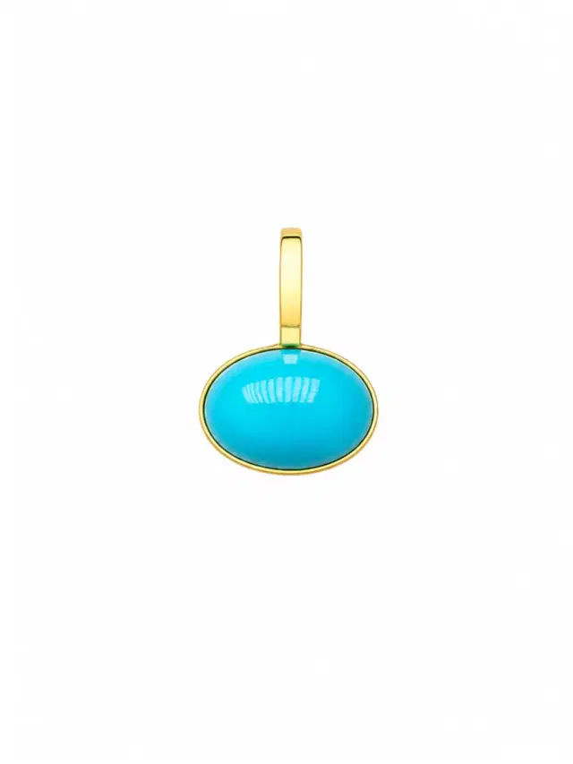 Wish Fine Jewelry 10.16ct Turquoise 18K Gold Large Pendant