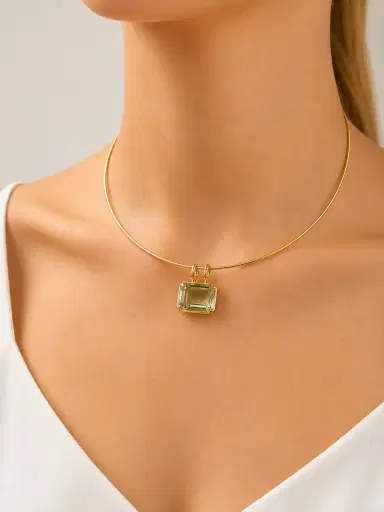 Wish Fine Jewelry 10.20ct Green Amethyst 18K Gold Small Statement Pendant | Thumbnail 2
