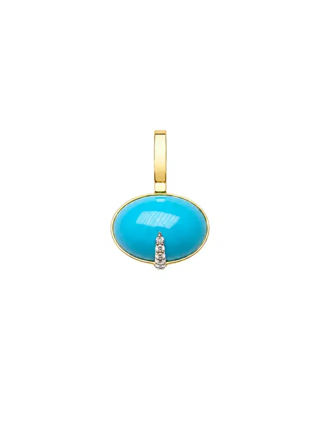 Wish Fine Jewelry 10.34ct Turquoise Diamond 18K Gold Large Pendant