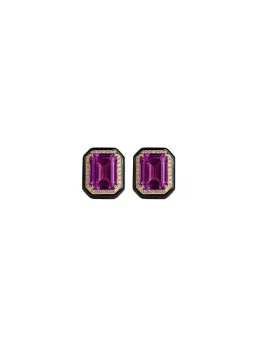 Wish Fine Jewelry 14.91ct Amethyst Black Onyx Diamond 18K Gold Stud Earrings | Thumbnail 1 Wish Fine Jewelry 14.91ct Amethyst Black Onyx Diamond 18K Gold Stud Earrings | Thumbnail 1