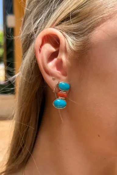 Wish Fine Jewelry 17.90ct Turquoise Coral 18K Gold Drop Earrings | Thumbnail 2 Wish Fine Jewelry 17.90ct Turquoise Coral 18K Gold Drop Earrings | Thumbnail 2