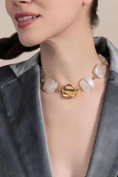 Gas Bijoux Carnelian Amazonite Small Rainbow Square Necklace | Thumbnail 4 Gas Bijoux Carnelian Amazonite Small Rainbow Square Necklace | Thumbnail 4
