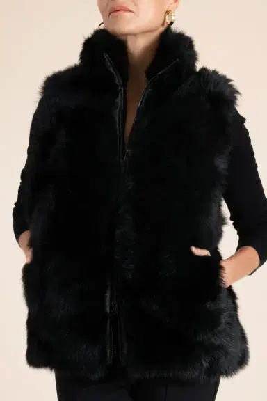 SUSAN BENDER Funnel Neck Zip Vest | Thumbnail 3