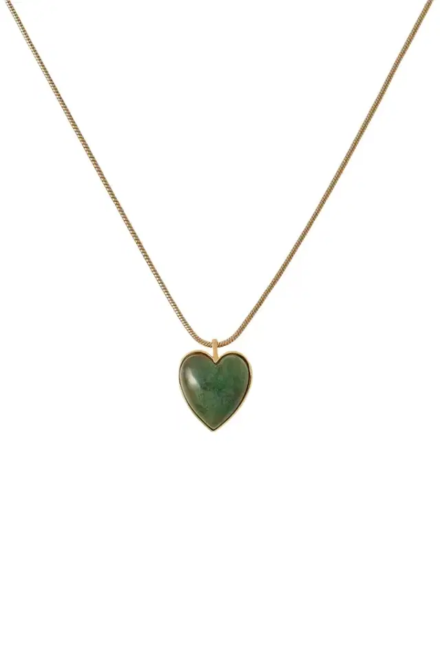 Jennifer Fisher Green Agate Heart Adjustable Choker Necklace