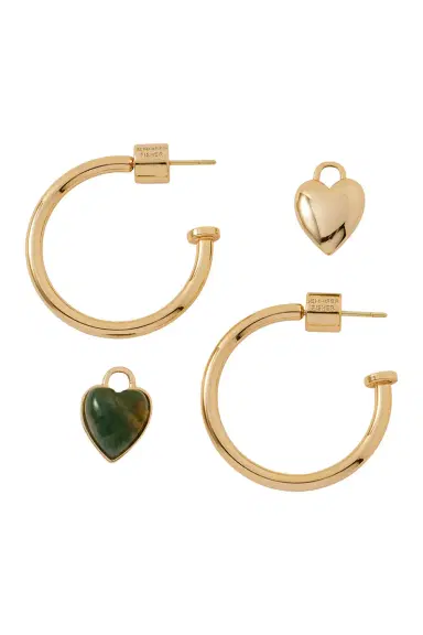 Jennifer Fisher Green Agate Heart Charm Huggie Earrings | Thumbnail 3 Jennifer Fisher Green Agate Heart Charm Huggie Earrings | Thumbnail 3