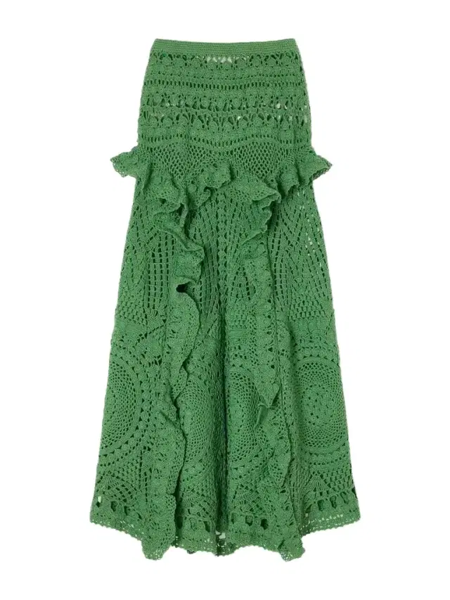 Ulla Johnson Floretta Ruffled Crocheted Cotton Midi Skirt