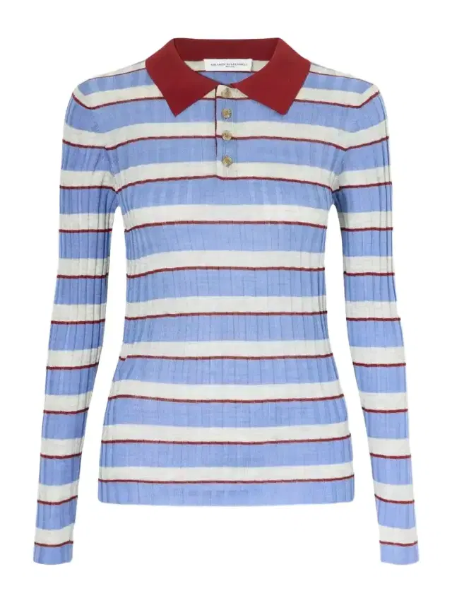 Brandon Maxwell The Joni Striped Silk And Cashmere-blend Polo Sweater