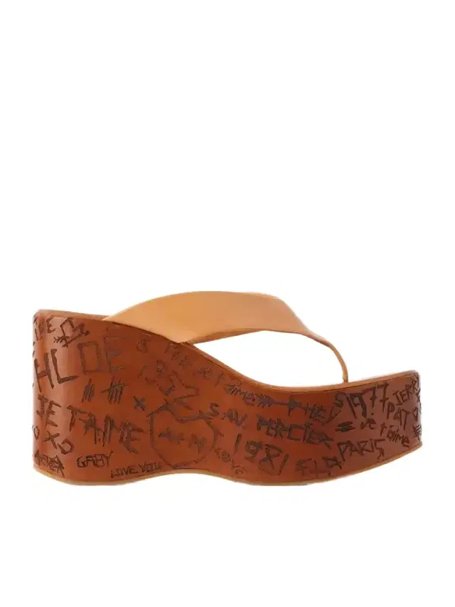 Chloé Leather Platform Thong Sandals
