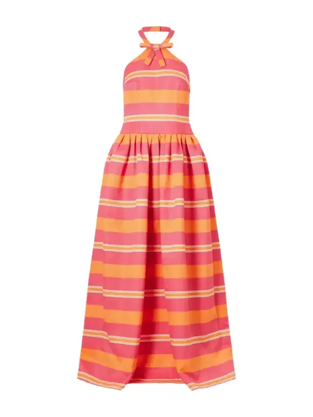 Emilia Wickstead Striped Bow-detailed Striped Taffeta Halterneck Gown