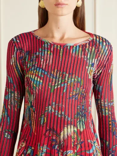 Etro Floral-print Open-knit Ribbed Blouse | Thumbnail 4 Etro Floral-print Open-knit Ribbed Blouse | Thumbnail 4