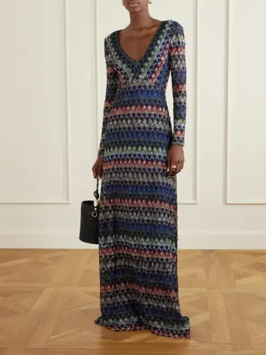 Missoni Striped Metallic Crochet-knit Midi Dress | Thumbnail 2