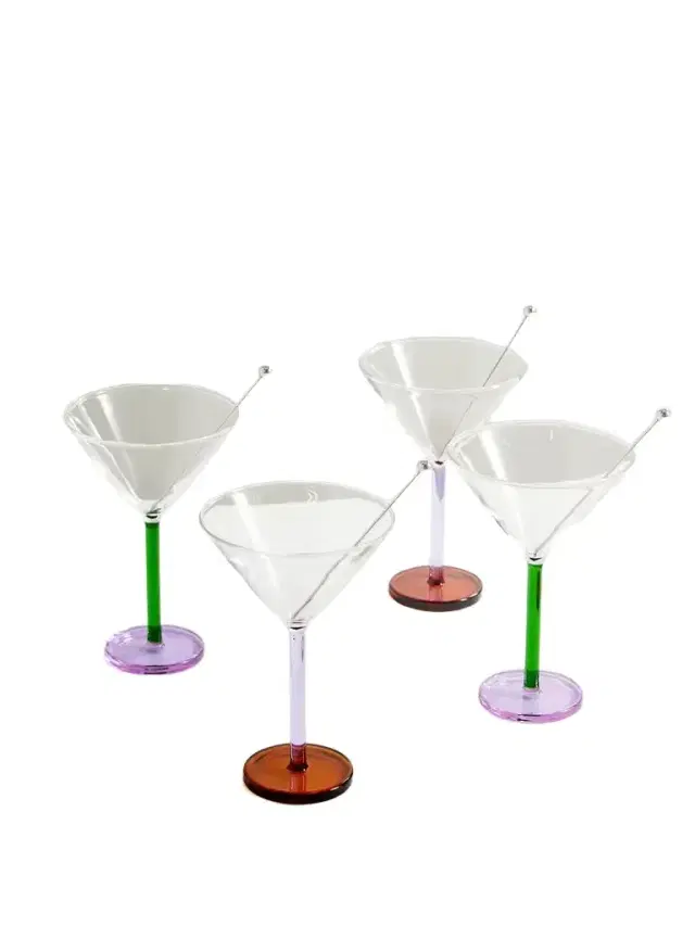 Sophie Lou Jacobsen Piano Set Of Two Cocktail Glasses And Stainless Steel Skewers