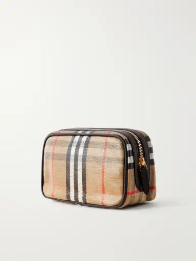 Burberry Leather-trimmed Checked Coated-canvas Pouch | Thumbnail 4 Burberry Leather-trimmed Checked Coated-canvas Pouch | Thumbnail 4