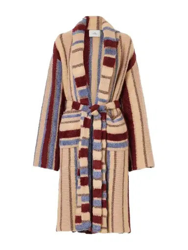 The Elder Statesman Striped Cashmere And Silk-blend Robe | Thumbnail 1 The Elder Statesman Striped Cashmere And Silk-blend Robe | Thumbnail 1