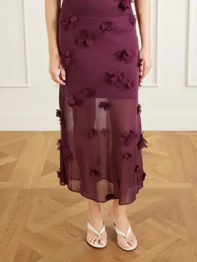 Simkhai Cora Floral-appliqué Midi Skirt | Thumbnail 5