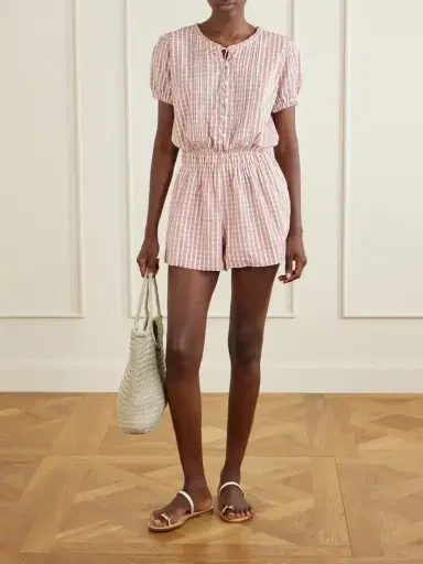 Faithfull Emilie Checked Cotton Poplin Playsuit | Thumbnail 2