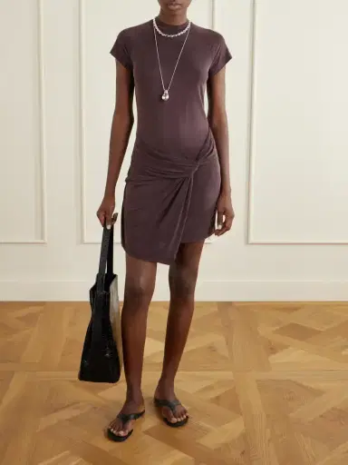 AGOLDE Draped Stretch-satin Mini Dress | Thumbnail 2 AGOLDE Draped Stretch-satin Mini Dress | Thumbnail 2