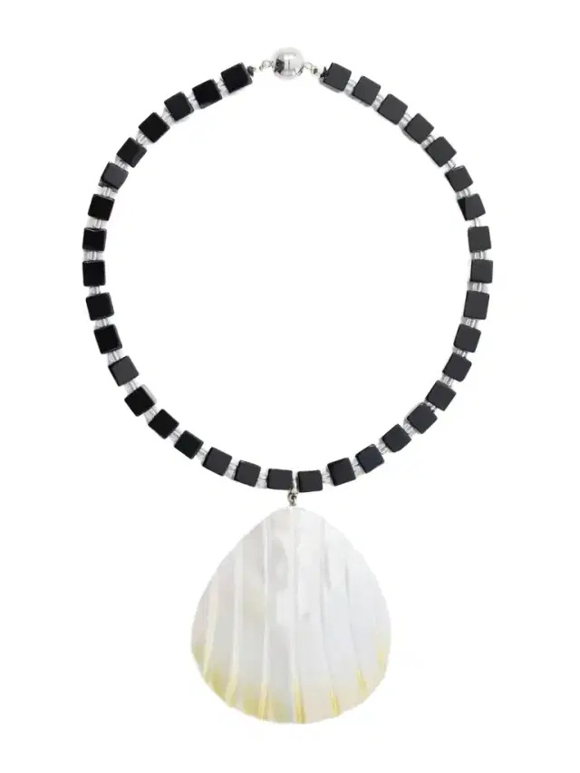 Julietta Oro Rhodium-plated, Shell And Onyx Necklace