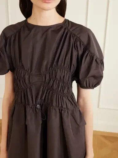 Cecilie Bahnsen Cbbetsy Gathered Faille Midi Dress | Thumbnail 4