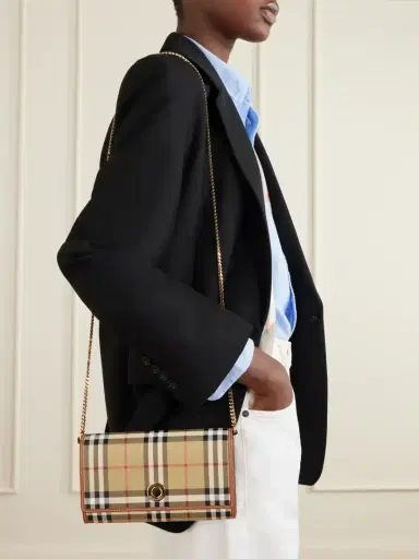 Burberry Checked Leather-trimmed Coated Canvas Clutch | Thumbnail 2 Burberry Checked Leather-trimmed Coated Canvas Clutch | Thumbnail 2