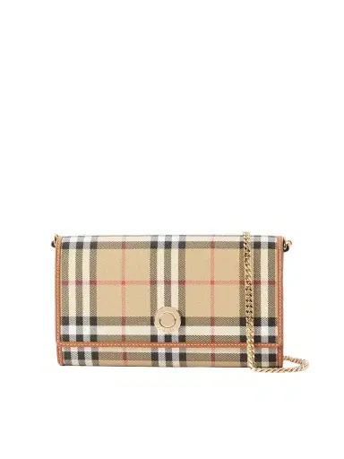Burberry Checked Leather-trimmed Coated Canvas Clutch | Thumbnail 1 Burberry Checked Leather-trimmed Coated Canvas Clutch | Thumbnail 1
