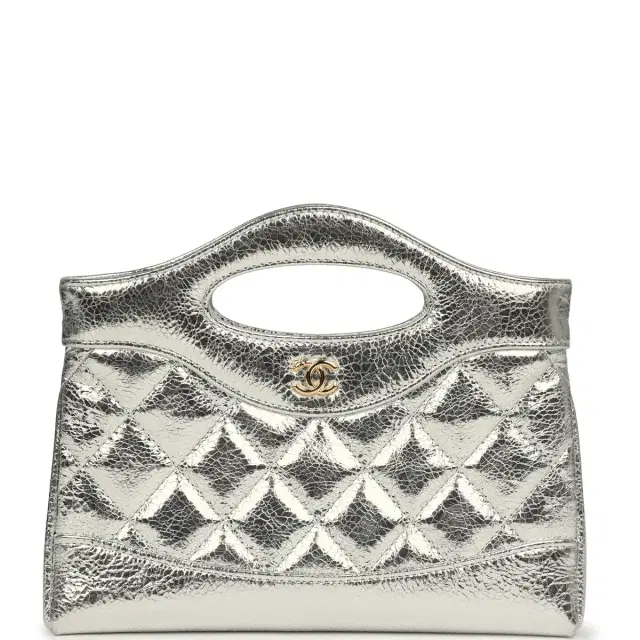 Chanel Chanel 31 Clutch with Chain Silver Metallic Calfskin Gold Hardware