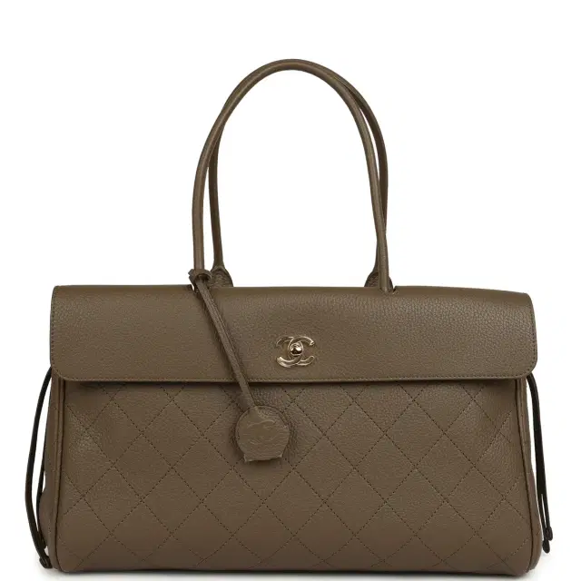 Chanel Chanel Large "Urban Essential" East West Shopping Tote Dark Khaki Caviar Gold Hardware