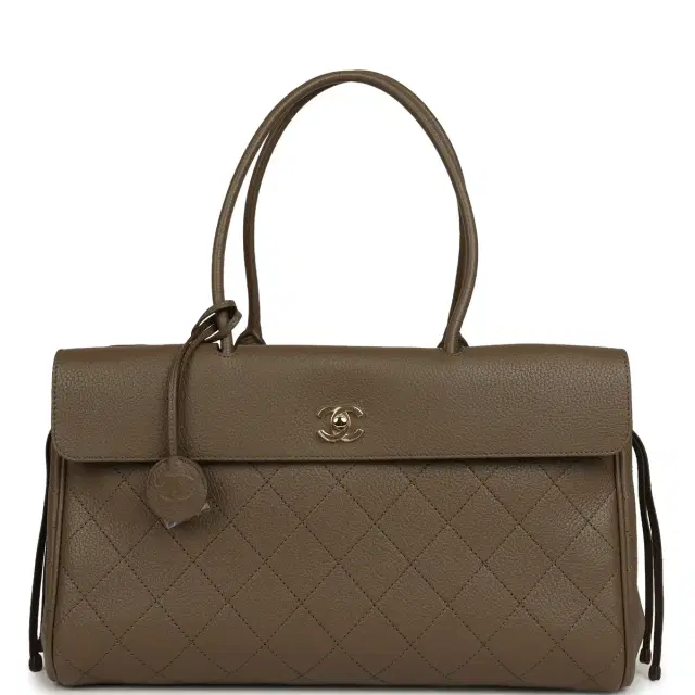 Chanel Chanel Large "Urban Essential" East West Shopping Tote Dark Khaki Caviar Gold Hardware