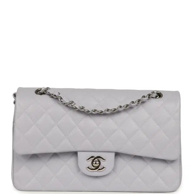 Chanel Chanel Medium Classic Double Flap Bag Light Purple Caviar Silver Hardware