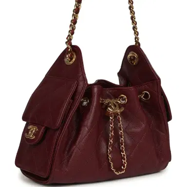 Chanel Chanel Mini 25 Hobo Bag Dark Burgundy Caviar Gold Hardware | Thumbnail 2