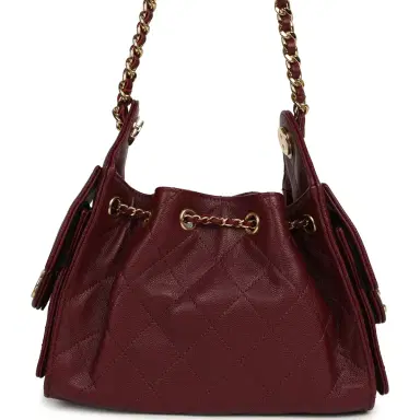 Chanel Chanel Mini 25 Hobo Bag Dark Burgundy Caviar Gold Hardware | Thumbnail 4