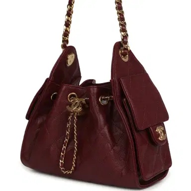 Chanel Chanel Mini 25 Hobo Bag Dark Burgundy Caviar Gold Hardware | Thumbnail 5