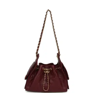 Chanel Chanel Mini 25 Hobo Bag Dark Burgundy Caviar Gold Hardware | Thumbnail 7