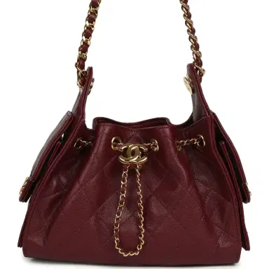 Chanel Chanel Mini 25 Hobo Bag Dark Burgundy Caviar Gold Hardware | Thumbnail 1