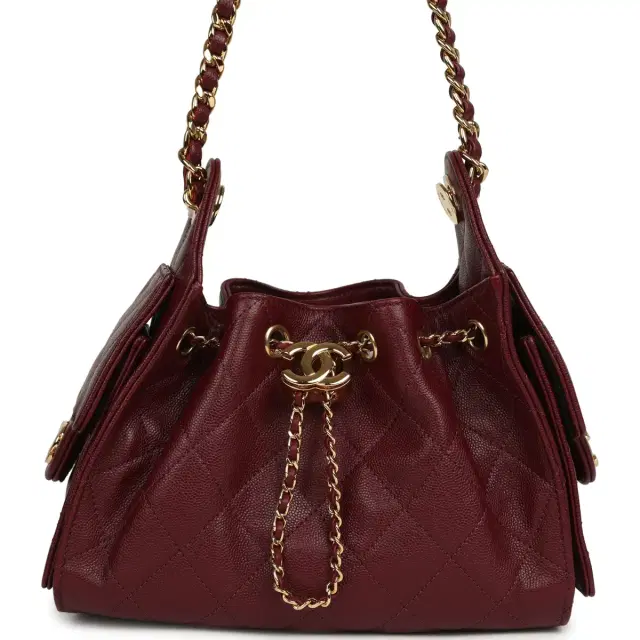 Chanel Chanel Mini 25 Hobo Bag Dark Burgundy Caviar Gold Hardware