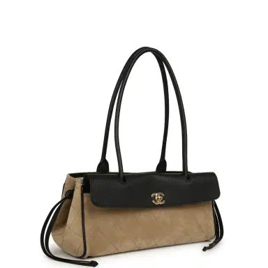 Chanel Chanel Small "Urban Essential" East West Shopping Tote Black Grained Calfskin and Beige Suede Gold Hardware | Thumbnail 2 Chanel Chanel Small "Urban Essential" East West Shopping Tote Black Grained Calfskin and Beige Suede Gold Hardware | Thumbnail 2
