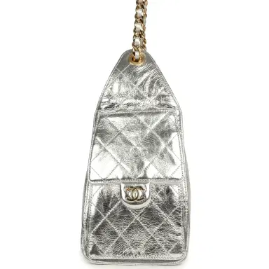 Chanel Chanel Small 25 Hobo Bag Silver Metallic Calfskin Gold Hardware | Thumbnail 3
