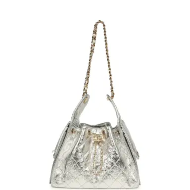 Chanel Chanel Small 25 Hobo Bag Silver Metallic Calfskin Gold Hardware | Thumbnail 7