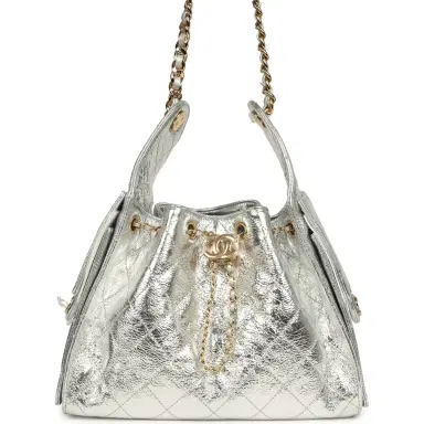 Chanel Chanel Small 25 Hobo Bag Silver Metallic Calfskin Gold Hardware | Thumbnail 1