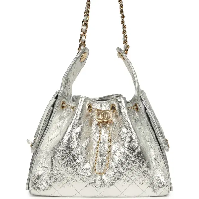 Chanel Chanel Small 25 Hobo Bag Silver Metallic Calfskin Gold Hardware