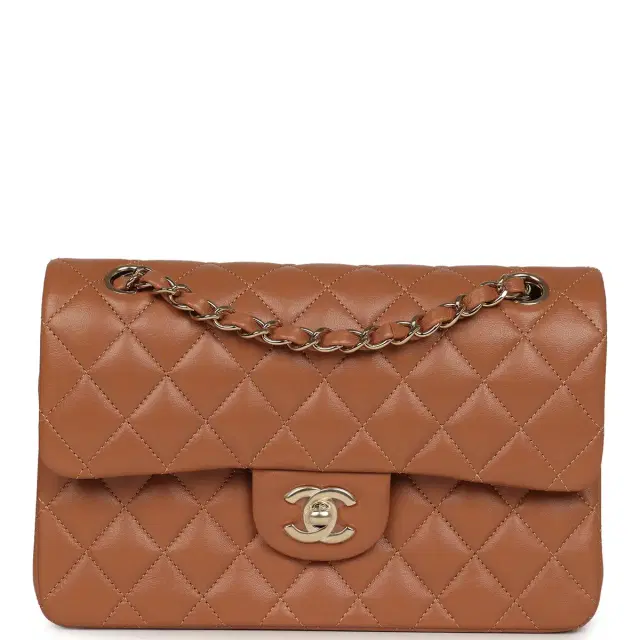 Chanel Chanel Small Classic Double Flap Bag Caramel Lambskin Light Gold Hardware