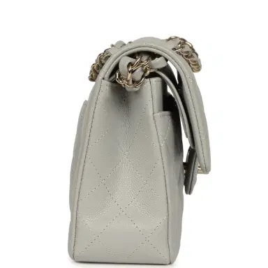 Chanel Chanel Small Classic Double Flap Bag Light Grey Caviar Light Gold Hardware | Thumbnail 3 Chanel Chanel Small Classic Double Flap Bag Light Grey Caviar Light Gold Hardware | Thumbnail 3