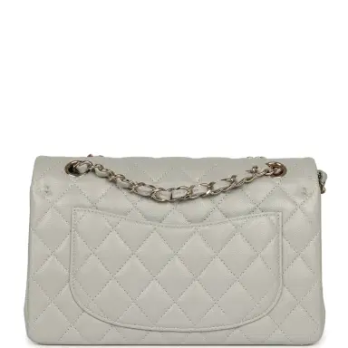 Chanel Chanel Small Classic Double Flap Bag Light Grey Caviar Light Gold Hardware | Thumbnail 4 Chanel Chanel Small Classic Double Flap Bag Light Grey Caviar Light Gold Hardware | Thumbnail 4
