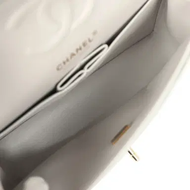 Chanel Chanel Small Classic Double Flap Bag Light Grey Caviar Light Gold Hardware | Thumbnail 8 Chanel Chanel Small Classic Double Flap Bag Light Grey Caviar Light Gold Hardware | Thumbnail 8