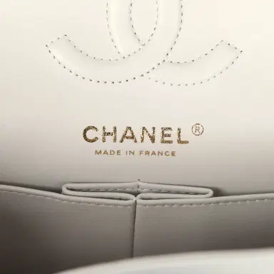 Chanel Chanel Small Classic Double Flap Bag Light Grey Caviar Light Gold Hardware | Thumbnail 9 Chanel Chanel Small Classic Double Flap Bag Light Grey Caviar Light Gold Hardware | Thumbnail 9
