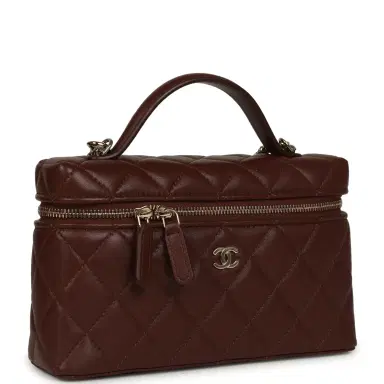 Chanel Chanel Top Handle Long Vanity Case with Chain Brown Lambskin Light Gold Hardware | Thumbnail 2 Chanel Chanel Top Handle Long Vanity Case with Chain Brown Lambskin Light Gold Hardware | Thumbnail 2