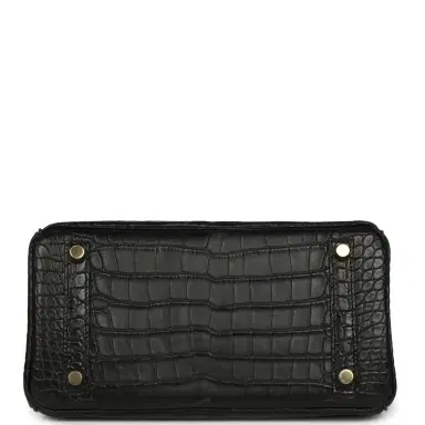 HERMÈS Hermes Birkin 25 Black Matte Alligator Gold Hardware | Thumbnail 6 HERMÈS Hermes Birkin 25 Black Matte Alligator Gold Hardware | Thumbnail 6