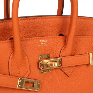HERMÈS Hermes Birkin 25 Orange Togo Gold Hardware | Thumbnail 7 HERMÈS Hermes Birkin 25 Orange Togo Gold Hardware | Thumbnail 7